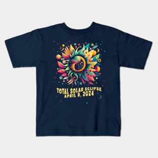 TOTAL SOLAR ECLIPSE APRIL 2024 Hippie Pop Art Kids T-Shirt